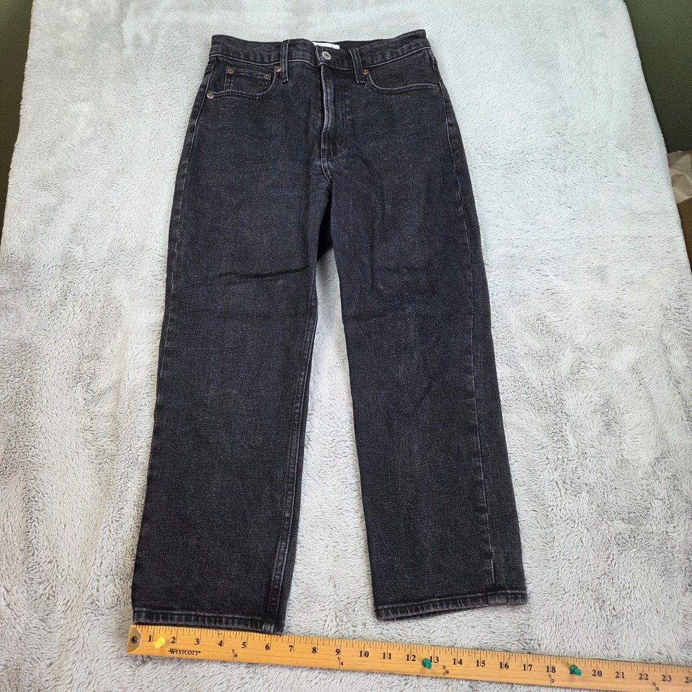 Abercrombie & Fitch Ankle Straight Jeans Womens 26/2 Ultra High Rise Black Denim